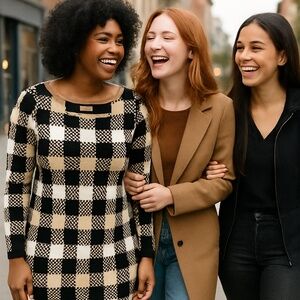 MWT-Jolie & Joy Women’s Checkered Knit Dress – Size Large